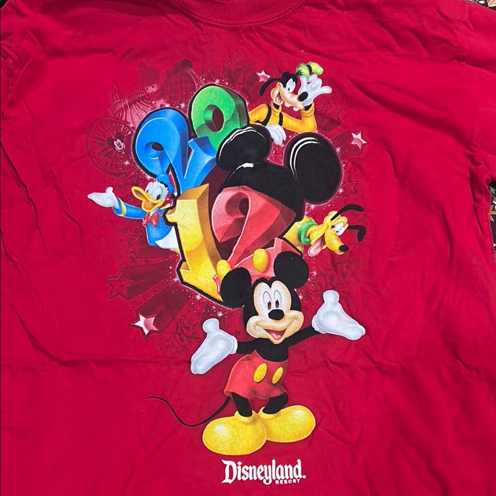 Disney Red and Black Long Sleeve Mickey Mouse Tee